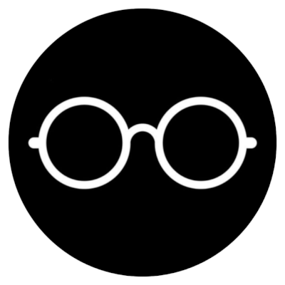 LingVarr's profile picture. Just white round glasses on a black background.